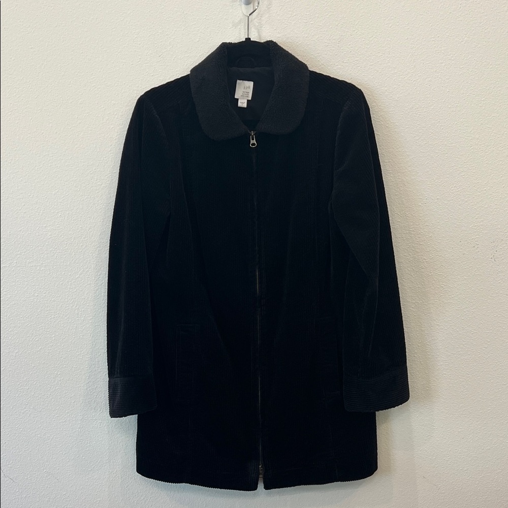 J. Jill Elegant Black Oversized Teddy Coat -Corduroy Fully Lined. Women’s Sm